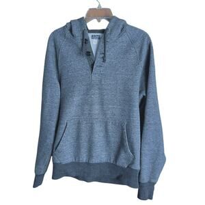 J. Crew VTG Mens Fleece Quarter Buttoned Hoodie Kangaroo Pocket Athleisure M